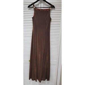 VTG Cache Betsy & Adam Dress Prom Gown Y2K 90s Bronze Shimmery Rhinestone Sz Sm